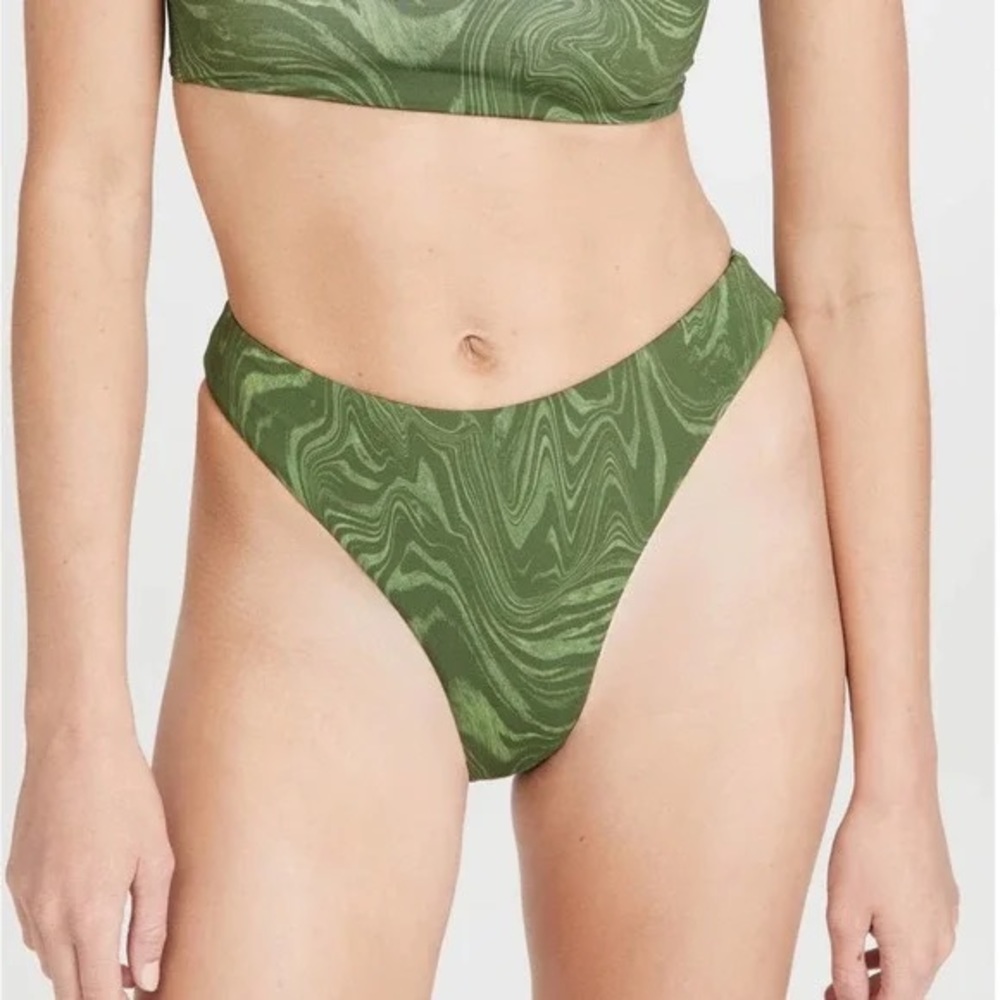 Good American Good Waist Cheeky Swim Bottoms Pesto Swirl